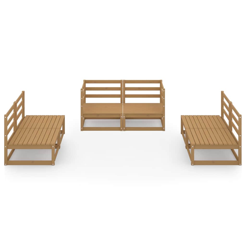 6 Piece Garden Lounge Set Honey Brown Solid Wood Pine