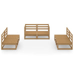 6 Piece Garden Lounge Set Honey Brown Solid Wood Pine