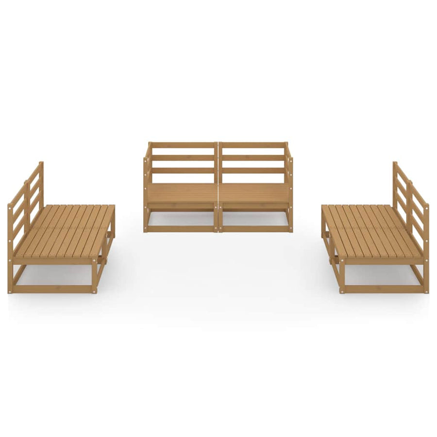 6 Piece Garden Lounge Set Honey Brown Solid Wood Pine