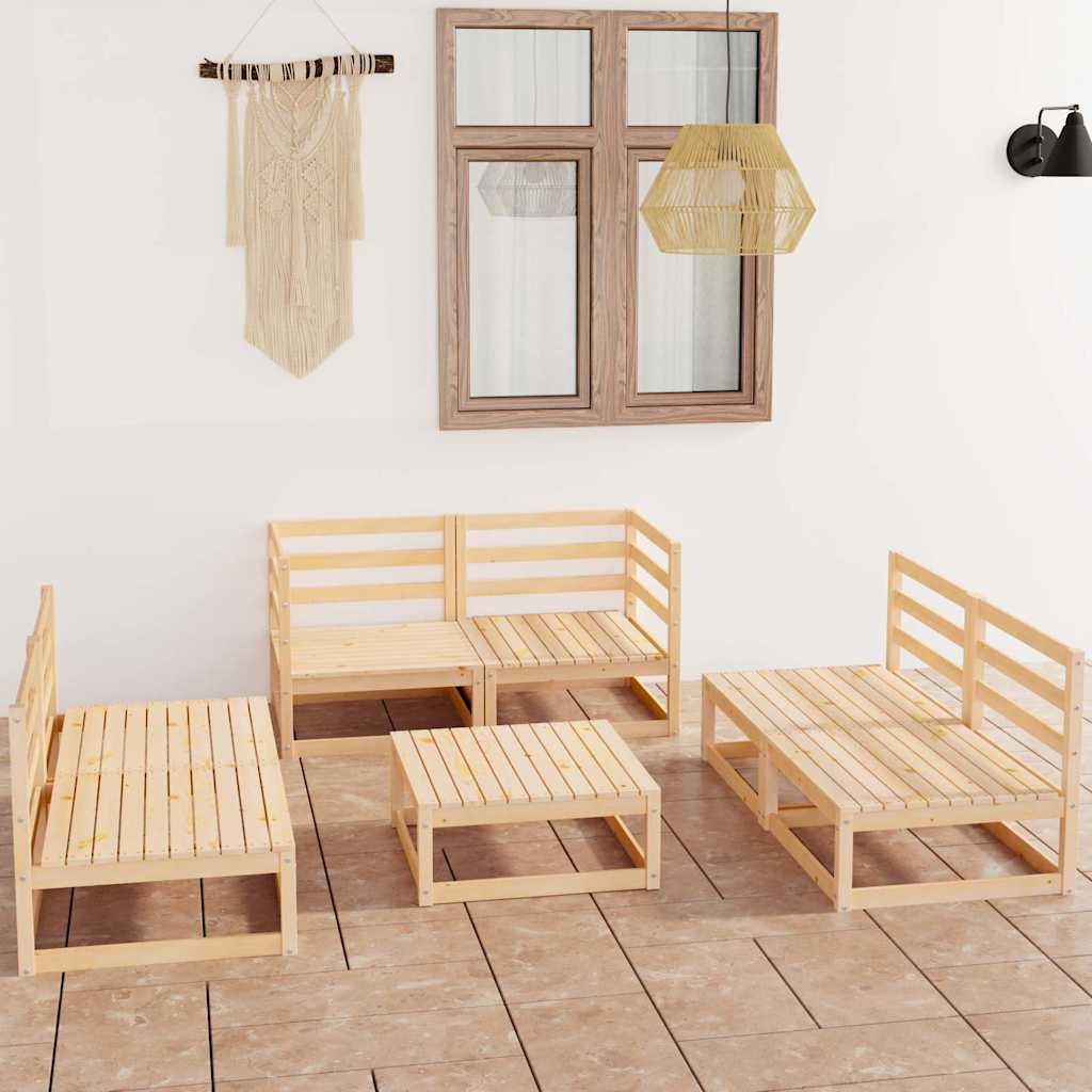 7 Piece Garden Lounge Set Solid Wood Pine