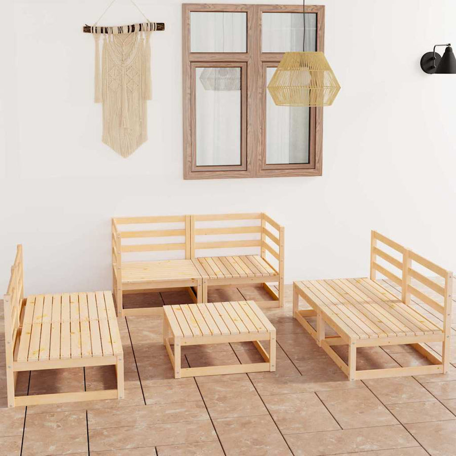 7 Piece Garden Lounge Set Solid Wood Pine