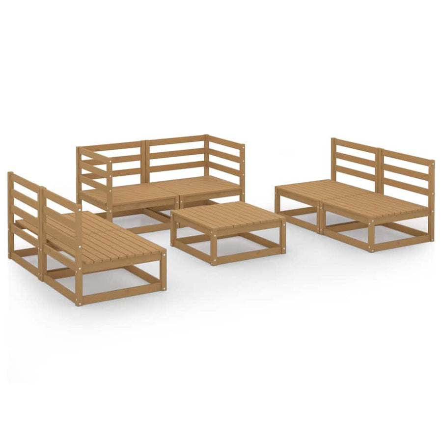 7 Piece Garden Lounge Set Honey Brown Solid Wood Pine
