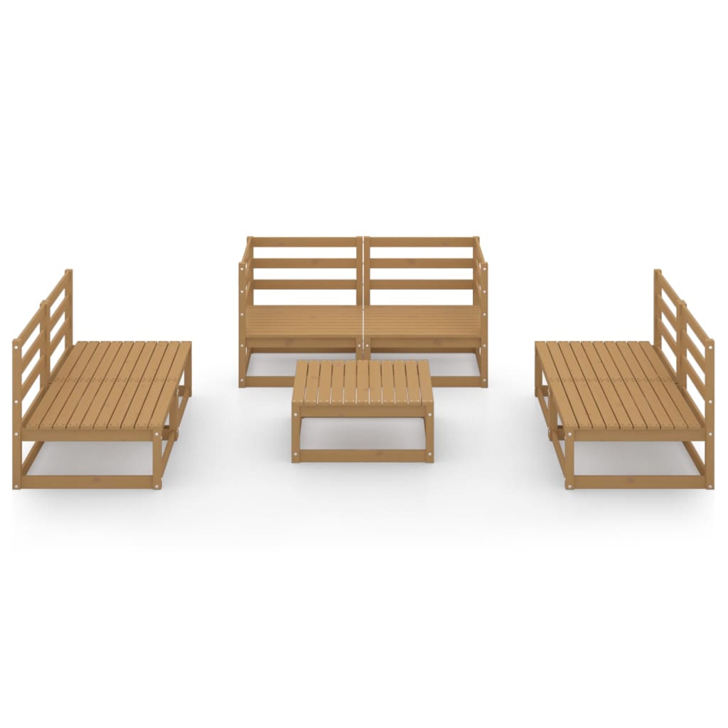 7 Piece Garden Lounge Set Honey Brown Solid Pinewood
