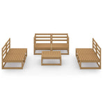 7 Piece Garden Lounge Set Honey Brown Solid Wood Pine