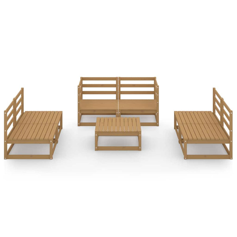7 Piece Garden Lounge Set Honey Brown Solid Wood Pine