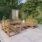 7 Piece Garden Lounge Set Honey Brown Solid Wood Pine