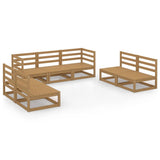 7 Piece Garden Lounge Set Honey Brown Solid Pinewood - Front View