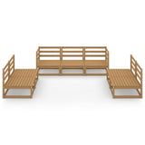 7 Piece Garden Lounge Set Honey Brown Solid Pinewood