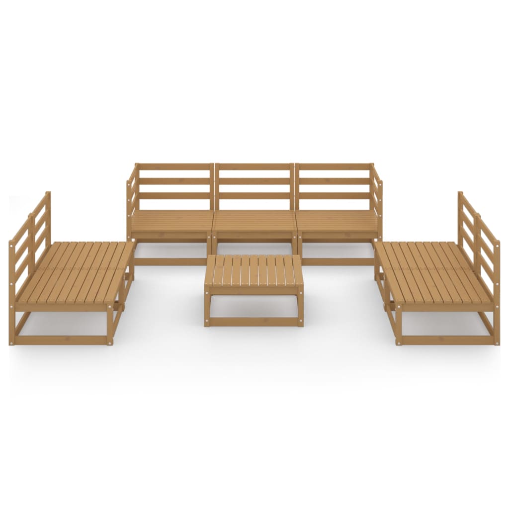 8 Piece Garden Lounge Set Honey Brown Solid Pinewood