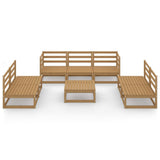 8 Piece Garden Lounge Set Honey Brown Solid Pinewood - Side View