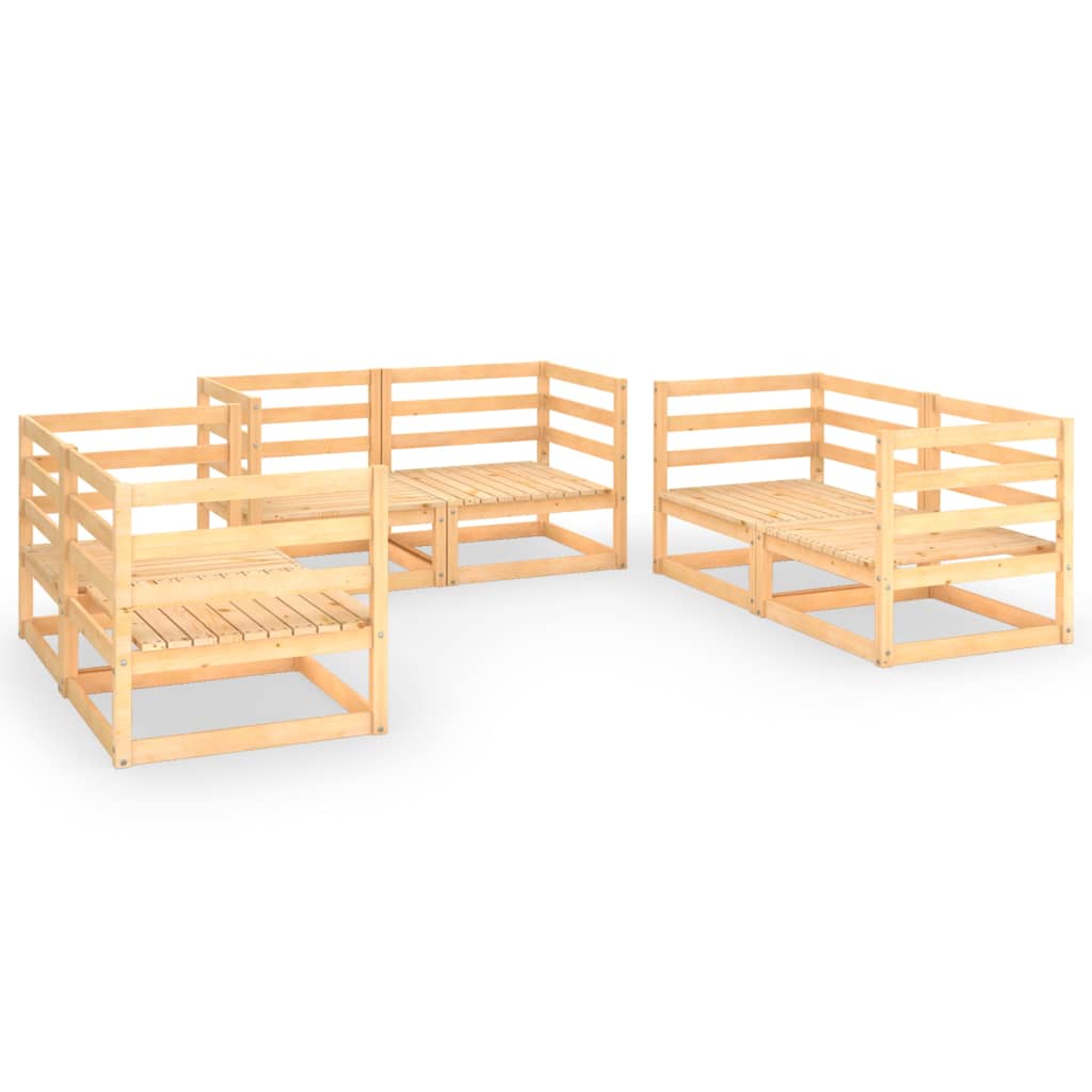 6 Piece Garden Lounge Set Solid Wood Pine