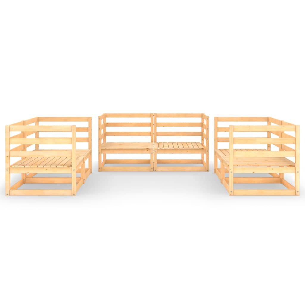 6 Piece Garden Lounge Set Solid Wood Pine