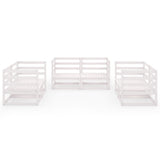 6 Piece Garden Lounge Set White Solid Pinewood