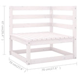 6 Piece Garden Lounge Set White Solid Pinewood - Rear View