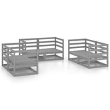 6 Piece Garden Lounge Set Grey Solid Pinewood - Front View