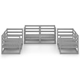 6 Piece Garden Lounge Set Grey Solid Pinewood - Side View
