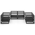 6 Piece Garden Lounge Set Black Solid Wood Pine