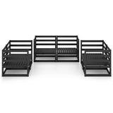 6 Piece Garden Lounge Set Black Solid Pinewood - Side View