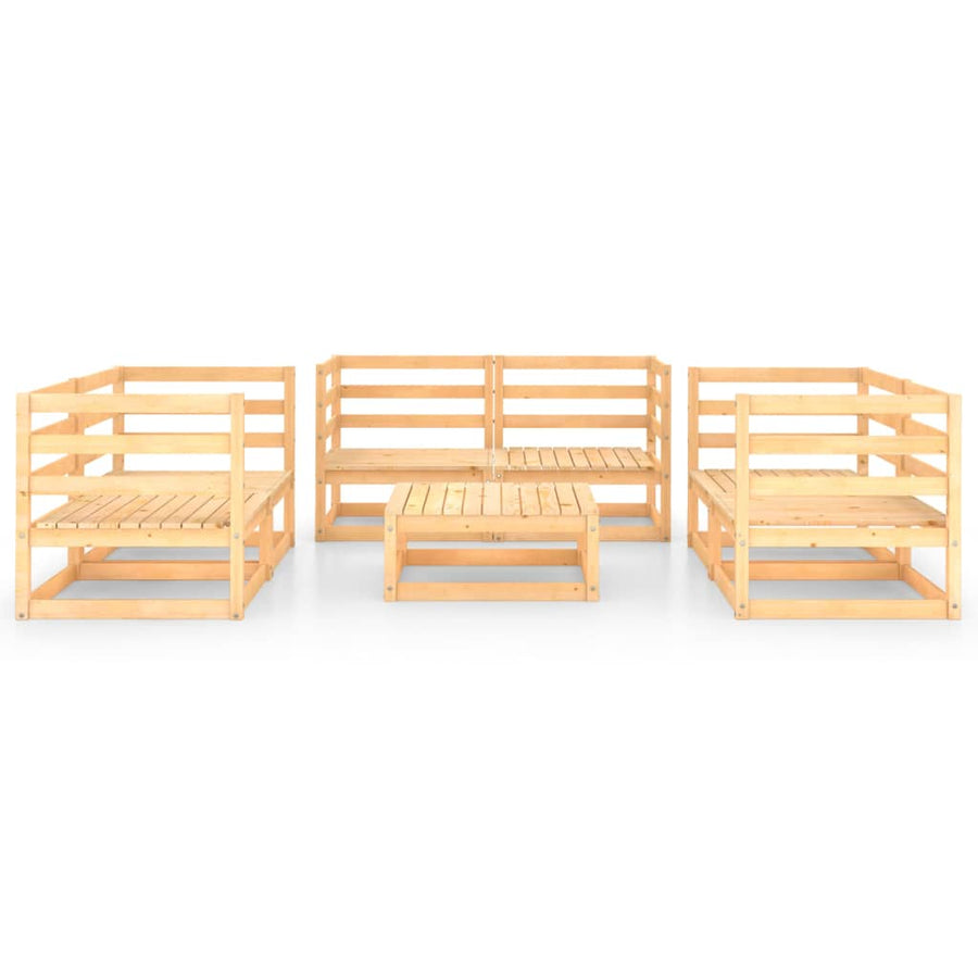 7 Piece Garden Lounge Set Solid Wood Pine