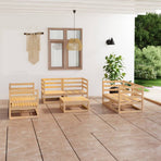 7 Piece Garden Lounge Set Solid Wood Pine