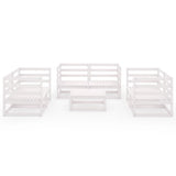 7 Piece Garden Lounge Set White Solid Pinewood - Side View