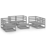 7 Piece Garden Lounge Set Grey Solid Pinewood - Front View