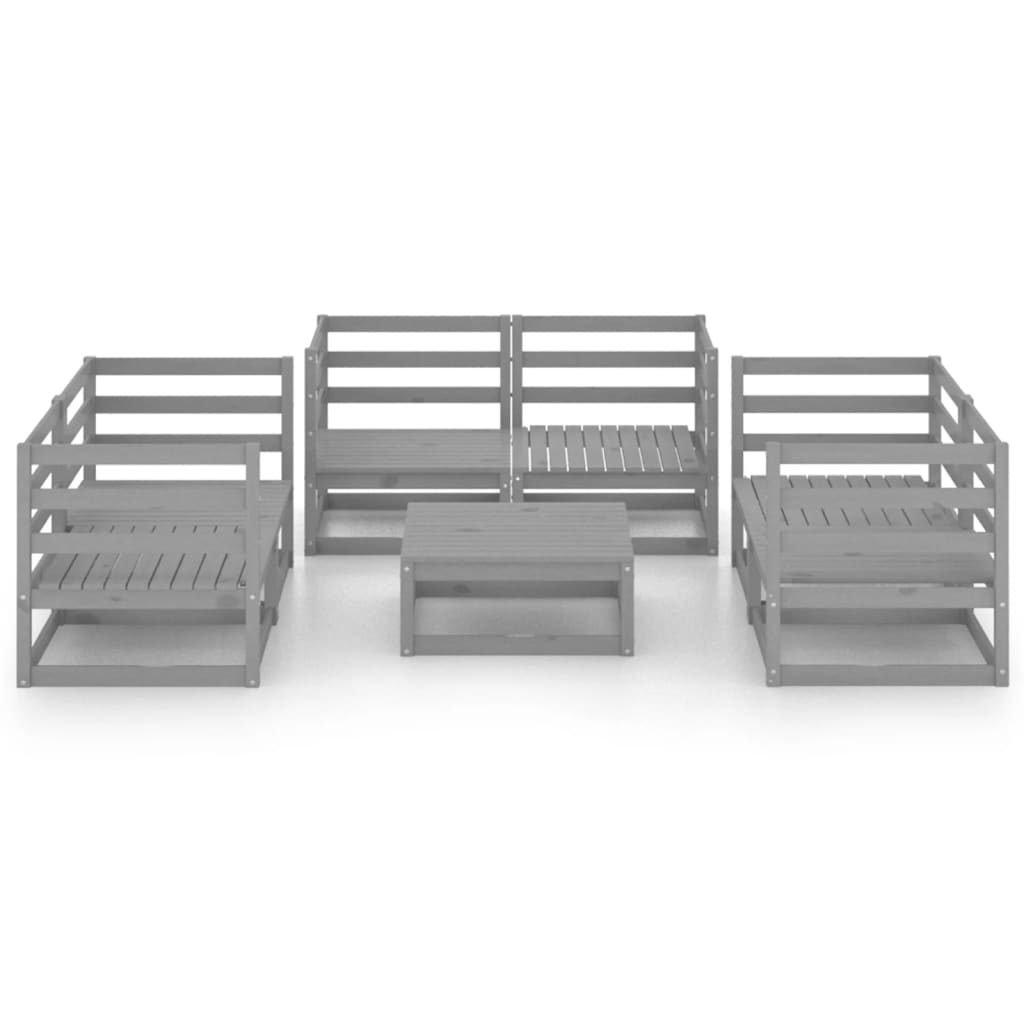 7 Piece Garden Lounge Set Grey Solid Pinewood