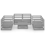 7 Piece Garden Lounge Set Grey Solid Pinewood - Side View