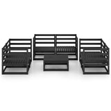 7 Piece Garden Lounge Set Black Solid Pinewood - Side View