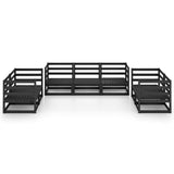 7 Piece Garden Lounge Set Black Solid Pinewood