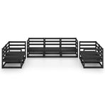 7 Piece Garden Lounge Set Black Solid Wood Pine