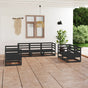 7 Piece Garden Lounge Set Black Solid Wood Pine