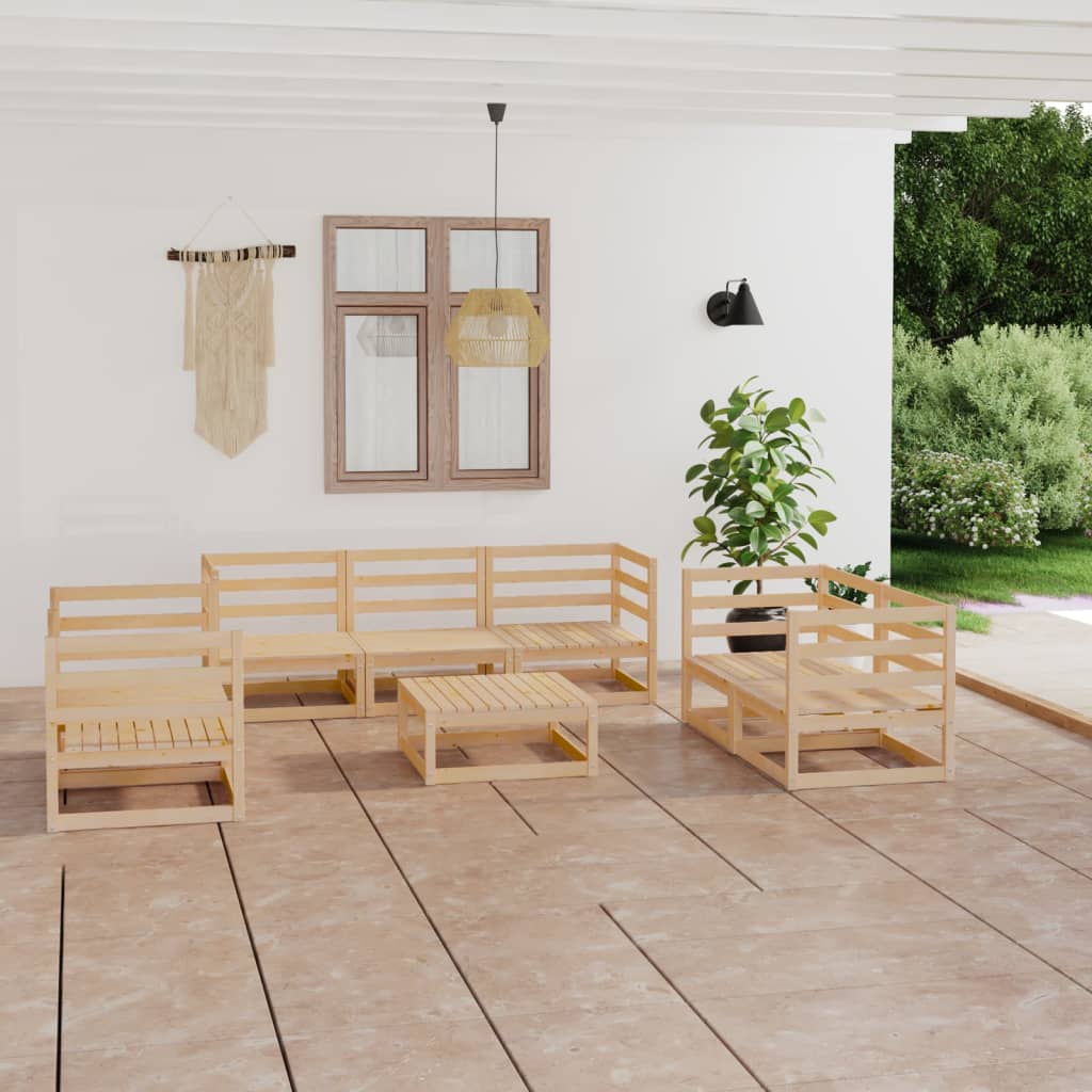 8 Piece Garden Lounge Set Solid Wood Pine