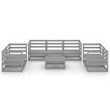 8 Piece Garden Lounge Set Grey Solid Pinewood