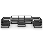 8 Piece Garden Lounge Set Black Solid Wood Pine