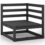 8 Piece Garden Lounge Set Black Solid Wood Pine
