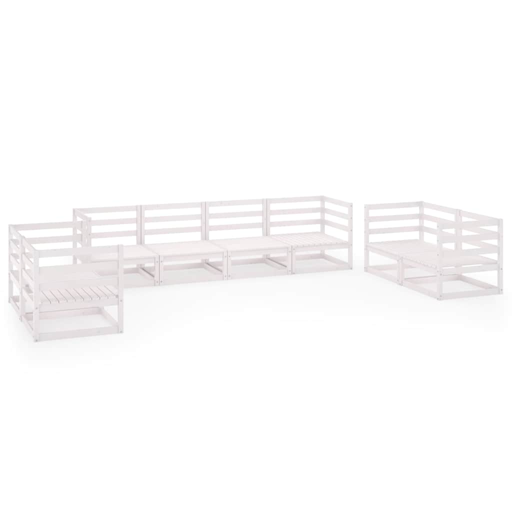 8 Piece Garden Lounge Set White Solid Wood Pine
