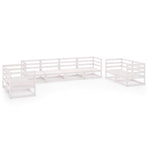 8 Piece Garden Lounge Set White Solid Wood Pine