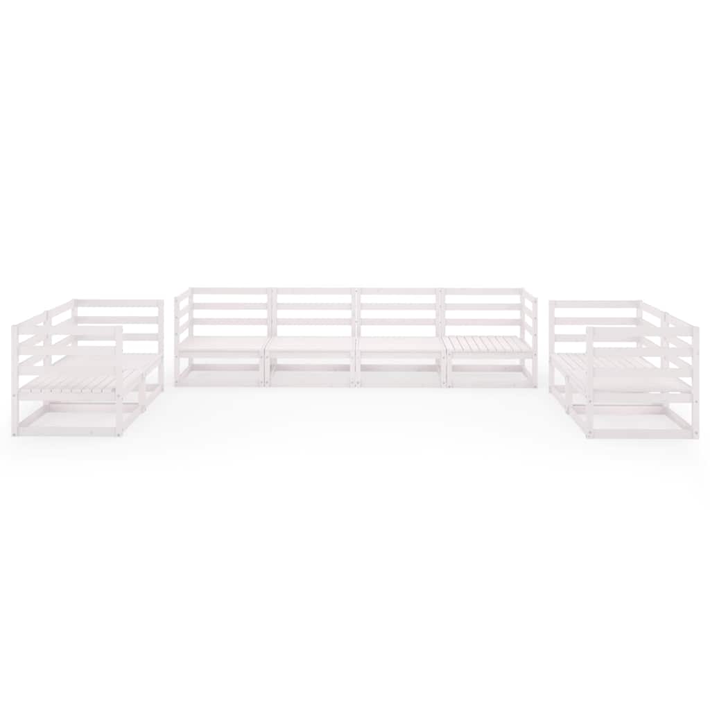8 Piece Garden Lounge Set White Solid Wood Pine