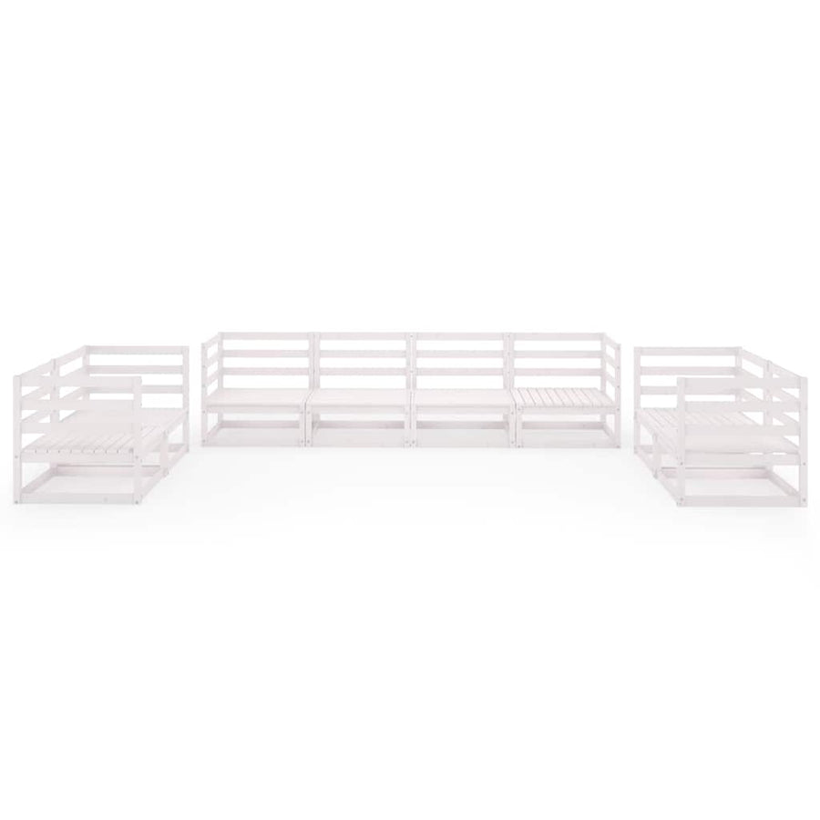 8 Piece Garden Lounge Set White Solid Wood Pine