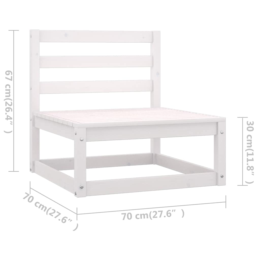8 Piece Garden Lounge Set White Solid Wood Pine