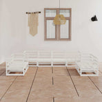 8 Piece Garden Lounge Set White Solid Wood Pine