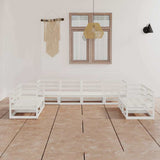 8 Piece Garden Lounge Set White Solid Wood Pine