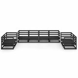 8 Piece Garden Lounge Set Black Solid Wood Pine