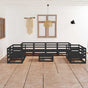 9 Piece Garden Lounge Set Black Solid Wood Pine