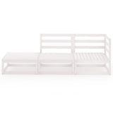 3 Piece Garden Lounge Set White Solid Wood Pine - Side View