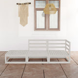 3 Piece Garden Lounge Set White Solid Wood Pine