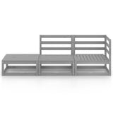 3 Piece Garden Lounge Set Grey Solid Wood Pine - Side View