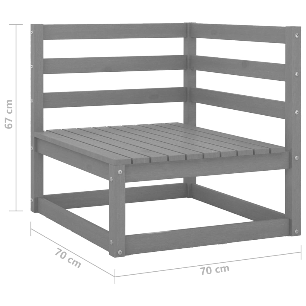 3 Piece Garden Lounge Set Grey Solid Wood Pine