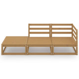 3 Piece Garden Lounge Set Honey Brown Solid Wood Pine - Side View